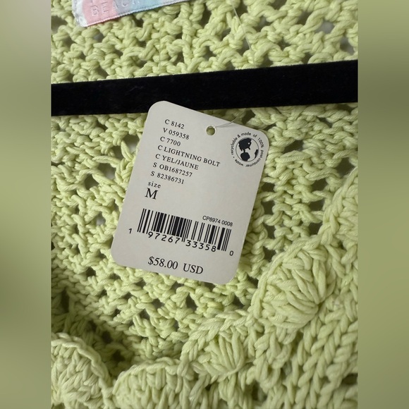 NWT Free People Beach Alicia Fauxchet Top in Lime Green Lightning Bolt - Picture 6 of 8